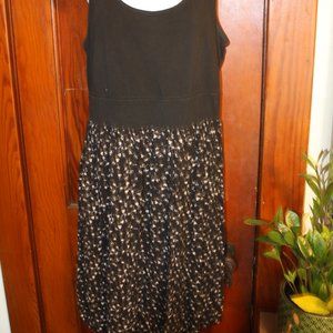 Black and White A-frame dress with floral bottom